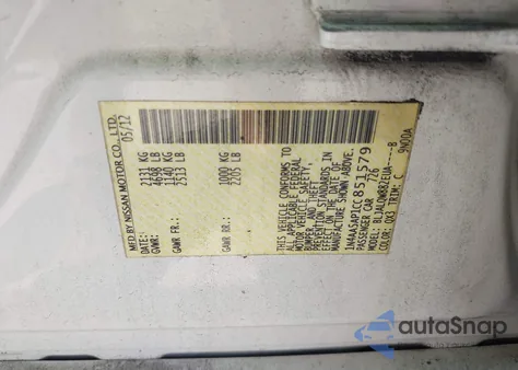 2012 Nissan Maxima 3.5 S from USA, damaged, VIN 1N4AA5AP1CC851579